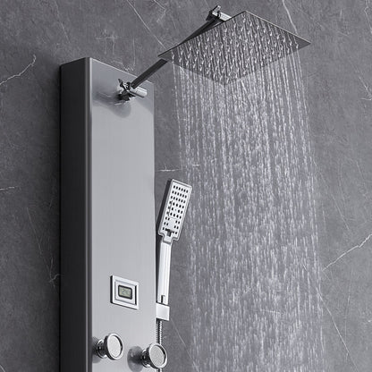 Shower Panel Tower System 6 lägen Digital Display Rostfritt stål Regnfall