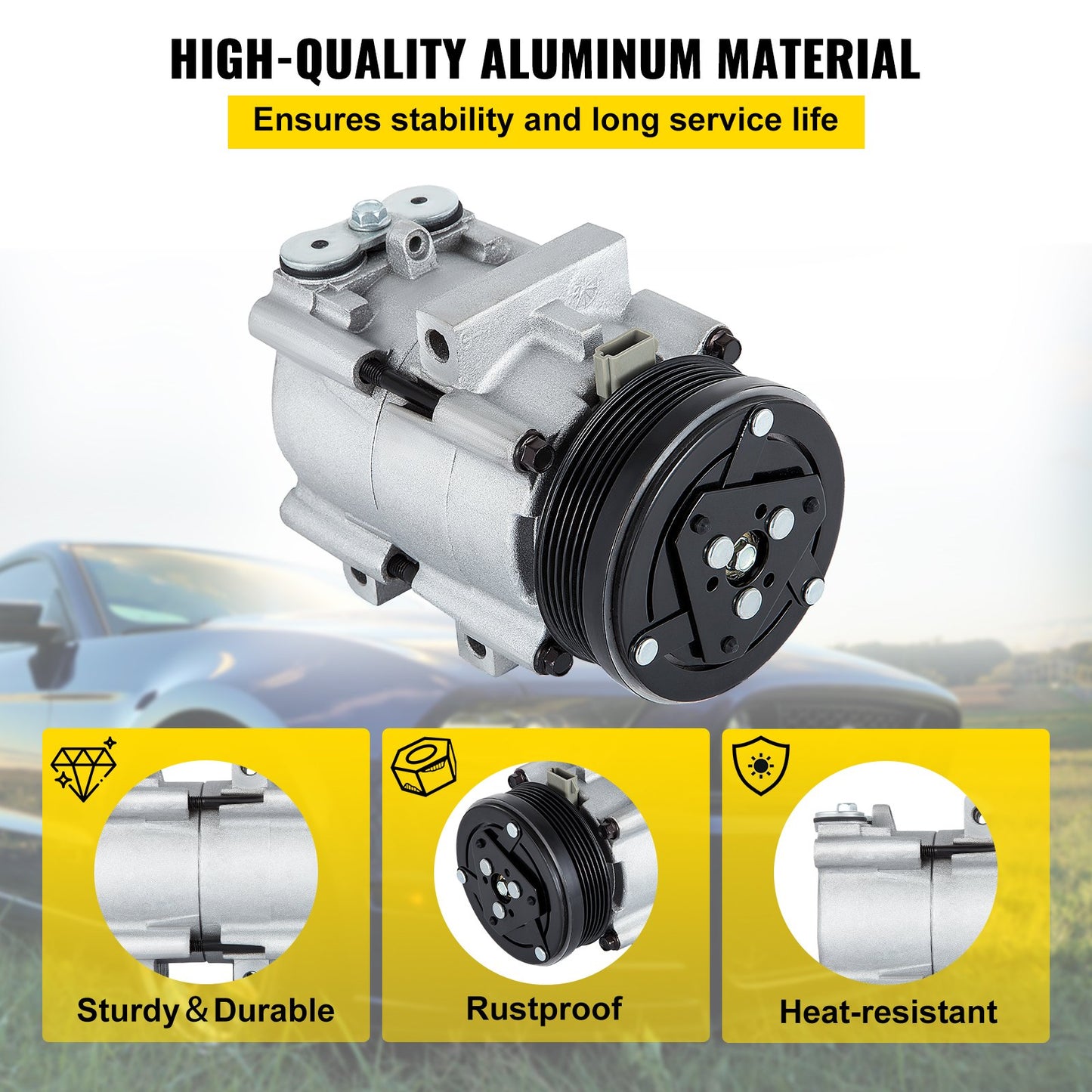 CO 101290C (4L3Z19703AB) Universal AC-kompressor för luftkonditionering för 93-07 Ford Lincoln Mercury Thunderbird F150 4.2L 4.6L 5.4L 6.8L FS10 A/C-kompressorenhet 58129 5716559 58161529