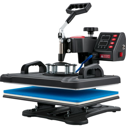 Heat Press, 5 i 1 Heat Press Machine Machine 12x15, Clamshell Sublimation Transfer Printer Snabb uppvärmning, Digital exakt temperaturkontroll, Vinyl Heat Press för T-shirt tallrik Mugg Cup, 1250W