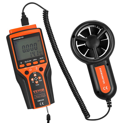 Split Handheld Anemometer, 14℉-140℉, Digital vindhastighet CFM-mätare med LED-bakgrundsbelysningsskärm, Mäter vindhastighet Vindtemperatur Luftflöde Vindavkylning, för segling Surfing Flygande HVAC