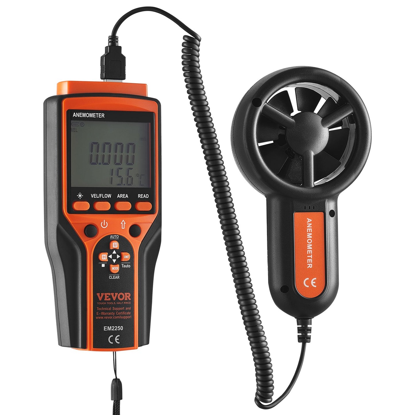 Split Handheld Anemometer, 14℉-140℉, Digital vindhastighet CFM-mätare med LED-bakgrundsbelysningsskärm, Mäter vindhastighet Vindtemperatur Luftflöde Vindavkylning, för segling Surfing Flygande HVAC