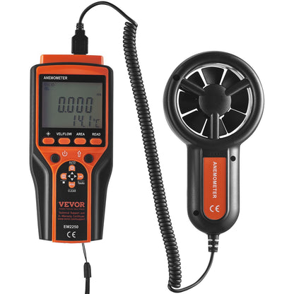 Split Handheld Anemometer, 14℉-140℉, Digital vindhastighet CFM-mätare med LED-bakgrundsbelysningsskärm, Mäter vindhastighet Vindtemperatur Luftflöde Vindavkylning, för segling Surfing Flygande HVAC