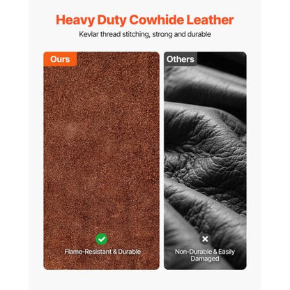 Leder-Schweißschürze, geteiltes Bein, strapazierfähig, flammhemmend, Rindsleder, Größe M