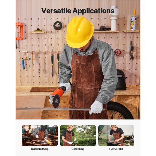 Leder-Schweißschürze, geteiltes Bein, strapazierfähig, flammhemmend, Rindsleder, Größe M