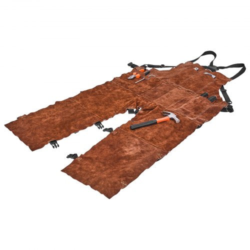 Leder-Schweißschürze, geteiltes Bein, strapazierfähig, flammhemmend, Rindsleder, Größe M