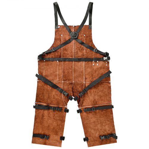Leder-Schweißschürze, geteiltes Bein, strapazierfähig, flammhemmend, Rindsleder, Größe M