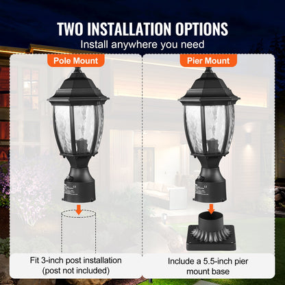 Dusk to Dawn Outdoor lamp post fixture 400mm post or pier mounting