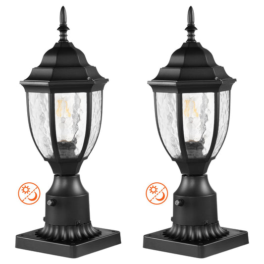 2 st Skymning till gryning utomhus lampstolpe ljusarmatur 390 mm stolpe Pier Mount