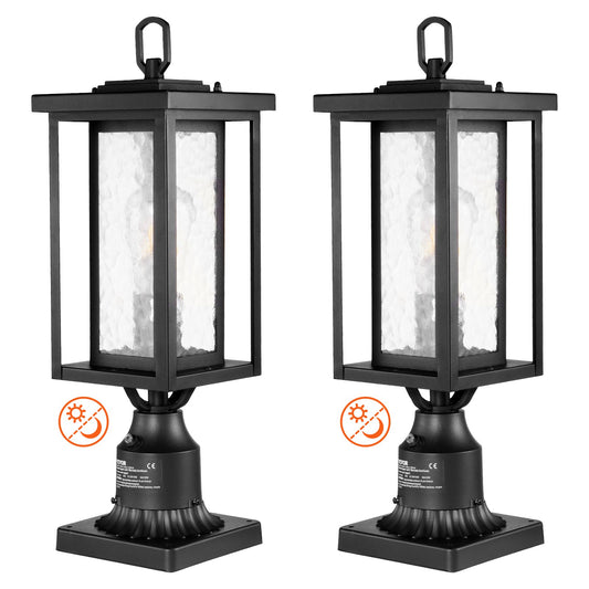 2 st Skymning till gryning utomhus lampstolpe ljusarmatur 450 mm stolpe Pier Mount