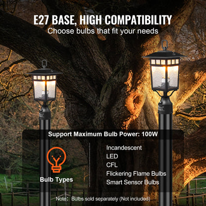 2 pcs Dusk to Dawn Outdoor Lamp Post Light Fixture 400mm Post Pier Mount