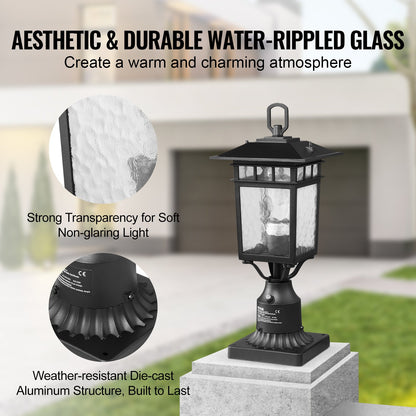 2 pcs Dusk to Dawn Outdoor Lamp Post Light Fixture 400mm Post Pier Mount