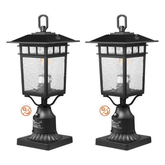 2 pcs Dusk to Dawn Outdoor Lamp Post Light Fixture 400mm Post Pier Mount