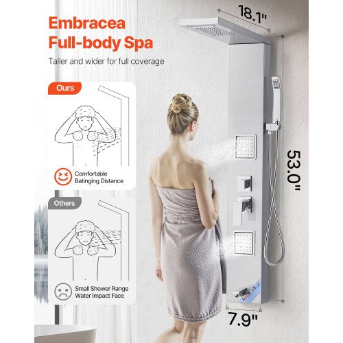 Duschpanel Tornsystem Rostfritt stål Pelare Regn Huvudmassage Jet