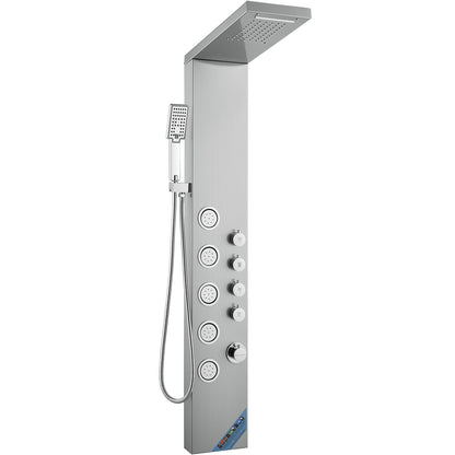 Duschpanelsystem, 4 duschlägen Duschpanelstorn, regn, vattenfall, 5 helkroppsmassagestrålar och 3-läges handduschhuvud med 59" slang, väggmonterad duschset i rostfritt stål