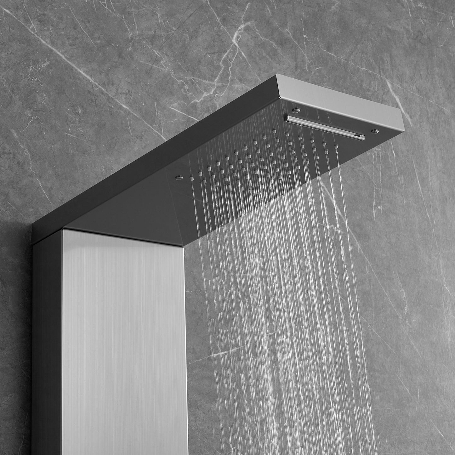 Duschpanelsystem, 4 duschlägen Duschpanelstorn, regn, vattenfall, 5 helkroppsmassagestrålar och 3-läges handduschhuvud med 59" slang, väggmonterad duschset i rostfritt stål