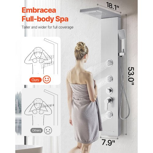 Duschpanel Tornsystem Rostfritt stål Pelare Regn Huvudmassage Jet