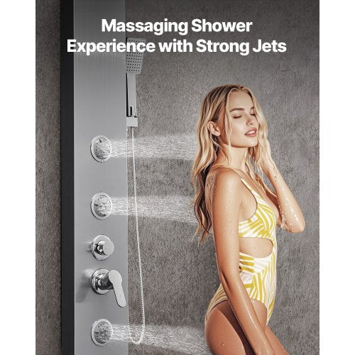 Duschpanel Tornsystem Rostfritt stål Pelare Regn Huvudmassage Jet