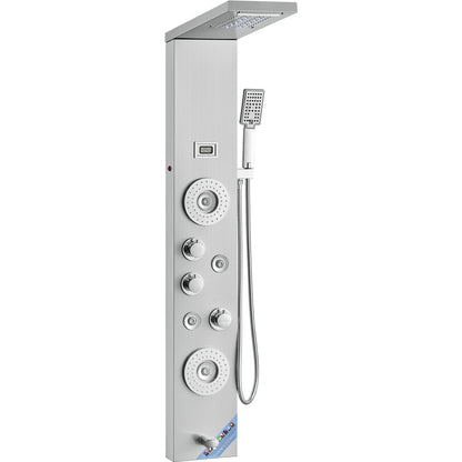 Shower Panel Tower System 6 lägen LED & Display Rostfritt stål Regnfall