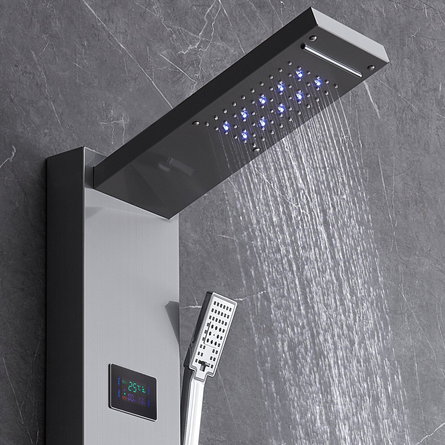 Shower Panel Tower System 6 lägen Vattenkraft LED rostfritt stål