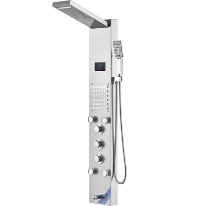 Shower Panel Tower System 6 lägen Vattenkraft LED rostfritt stål