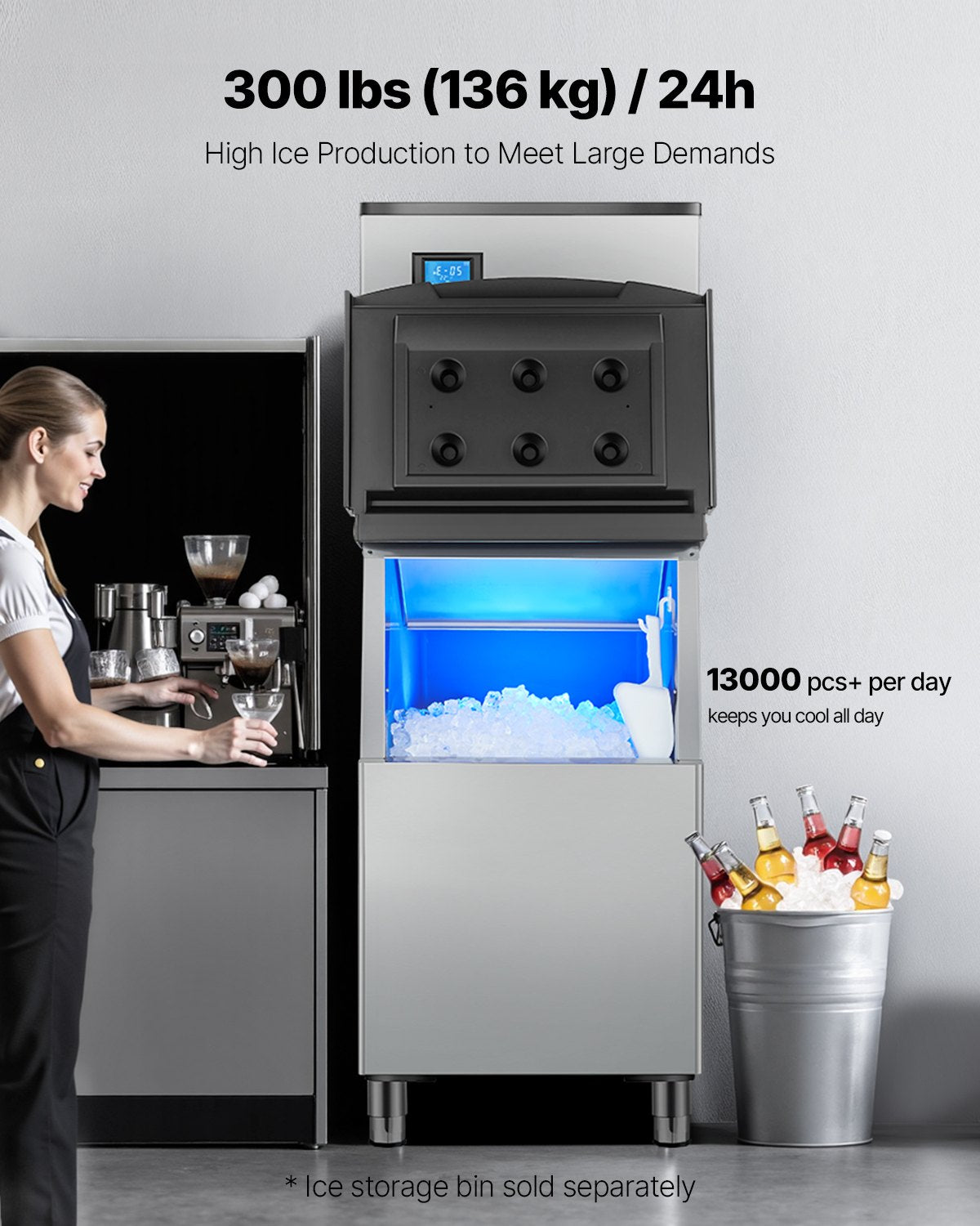 Commercial Ice Machine 300 lbs/24 hr Self Cleaning Ice Machine - Head Only