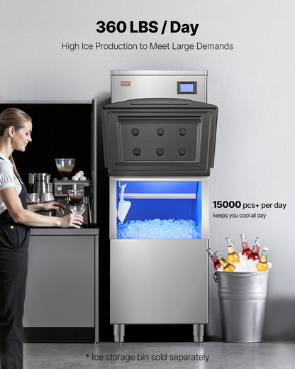 Commercial Ice Machine 360 lbs/day Self-cleaning Ice Machine - Head Only