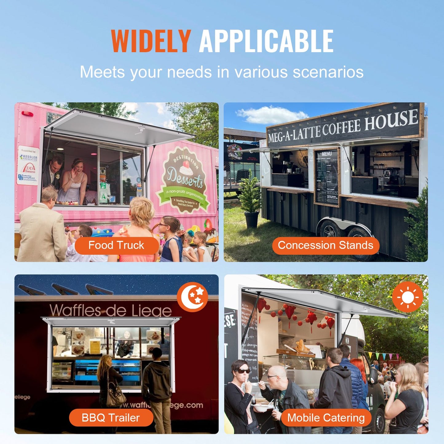48"L x 36"W Koncessionsställ Servering Fönster Food Truck Service Markis