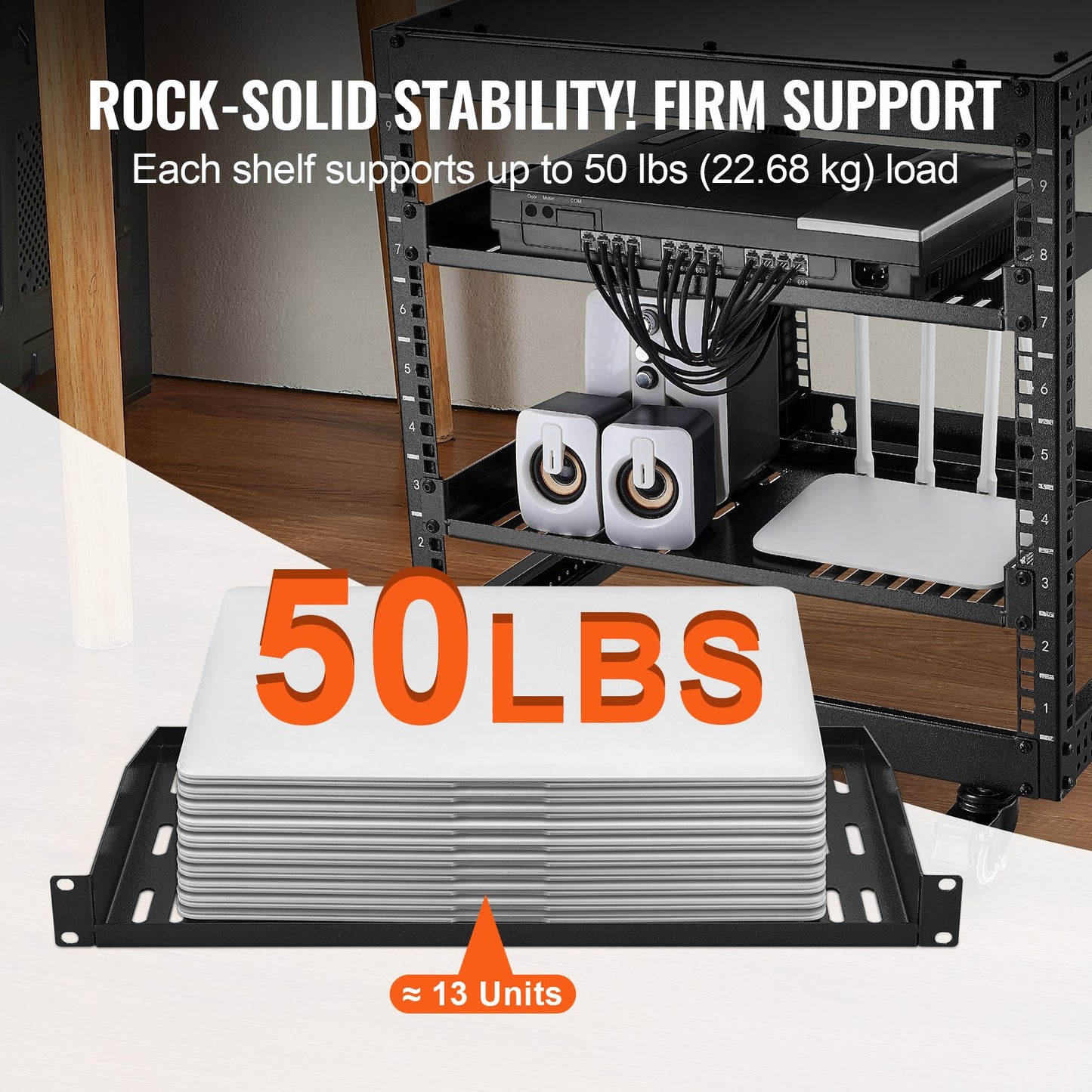 2PCS 1U Server Rack Shelf 10"/254mm Depth Ventilated Rack Mount Shelf Tray