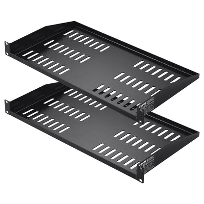 2PCS 1U Server Rack Shelf 10"/254mm Depth Ventilated Rack Mount Shelf Tray