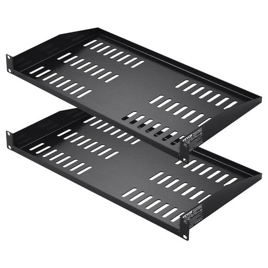 2PCS 1U Server Rack Hylla 10"/254 mm Djup Ventilerad Rack Mount Hylla Fack