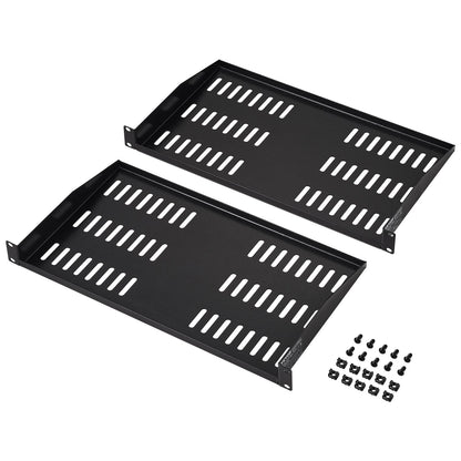 2PCS 1U Server Rack Shelf 10"/254mm Depth Ventilated Rack Mount Shelf Tray