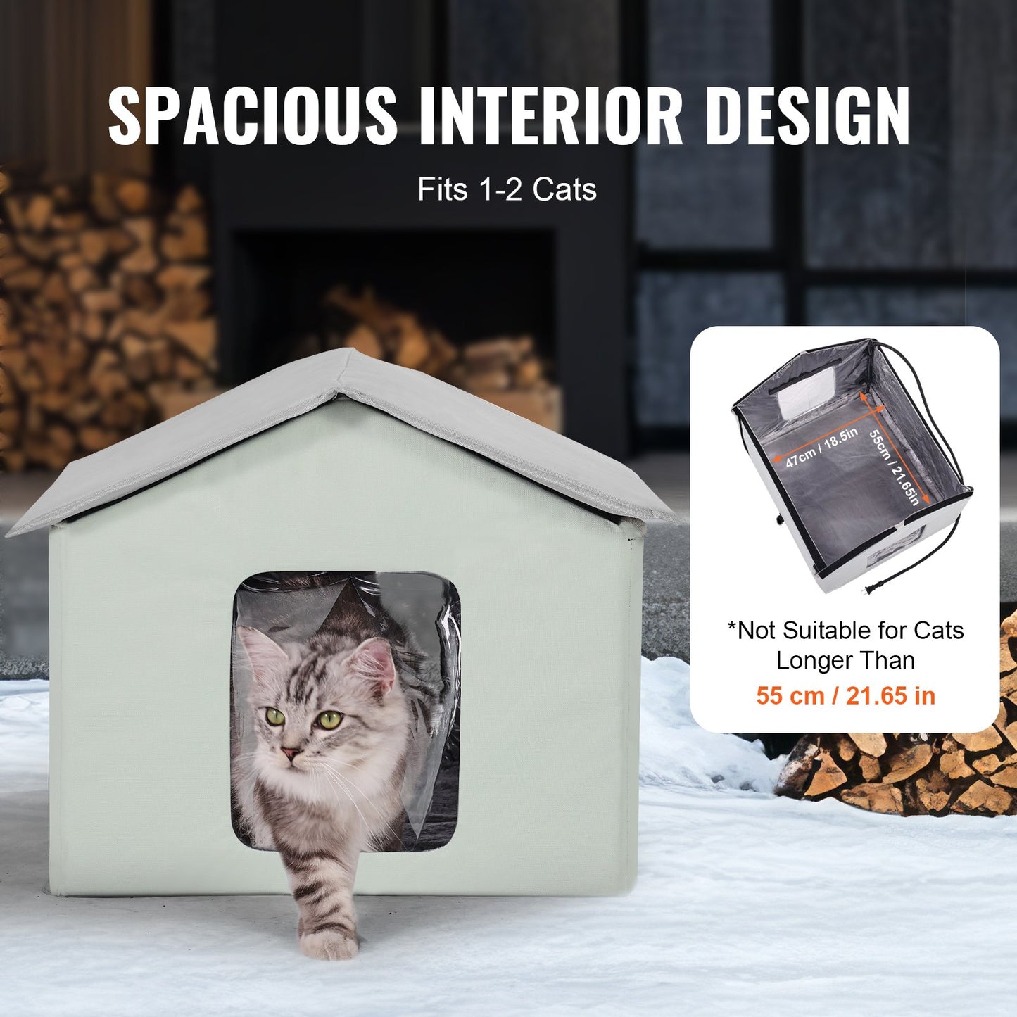Heated Cat House hopfällbart Kitty Shelter med Uppvärmd Pad Grön Mitt