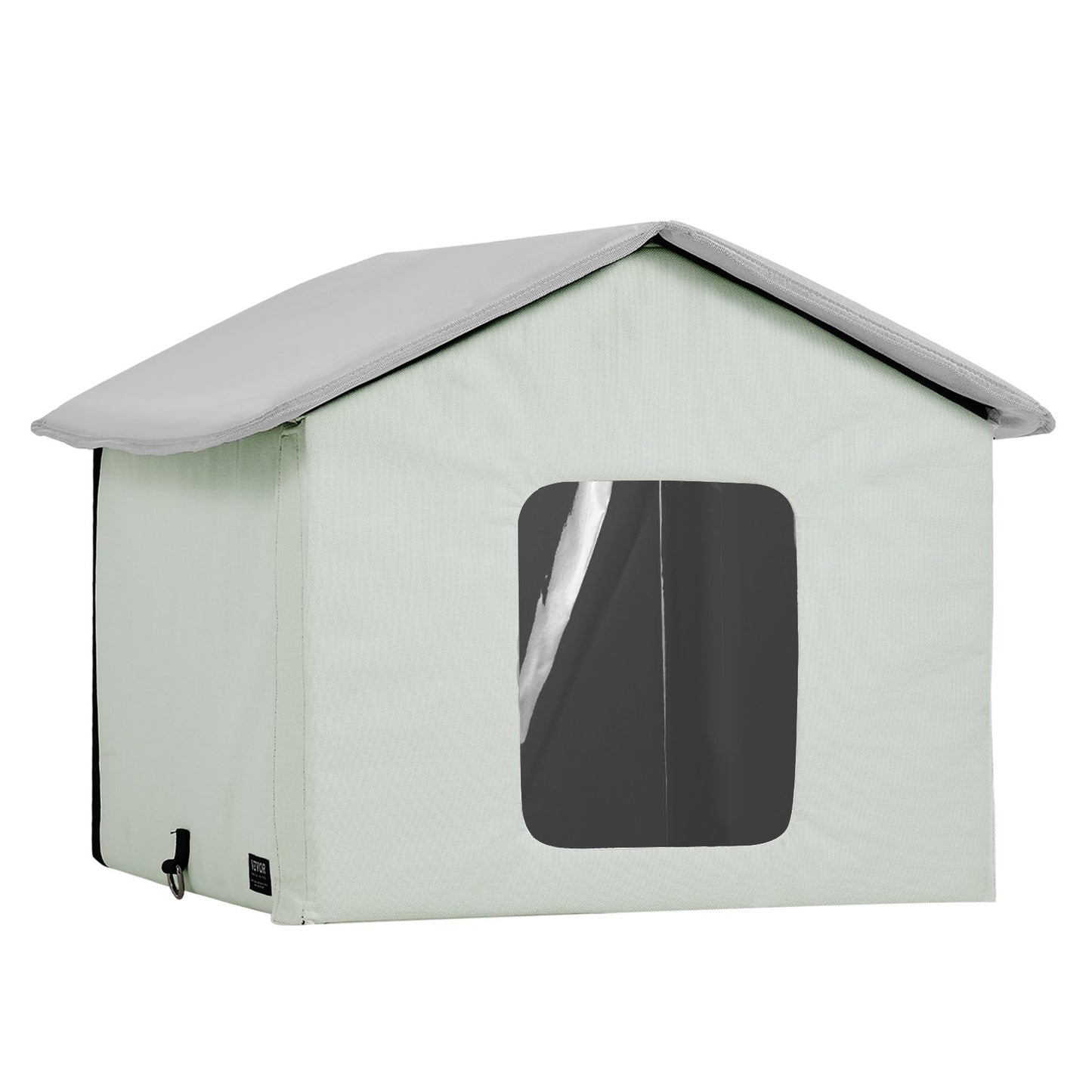 Heated Cat House hopfällbart Kitty Shelter med Uppvärmd Pad Grön Mitt