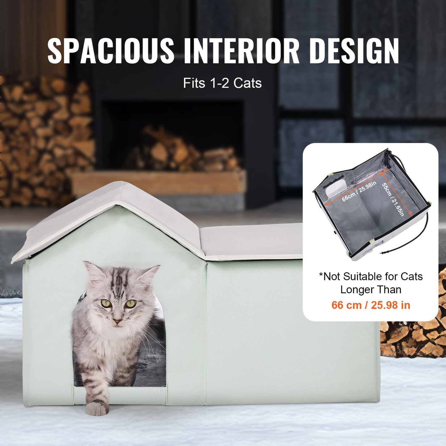 Heated Cat House hopfällbart Kitty Shelter with Heated Pad Green Large