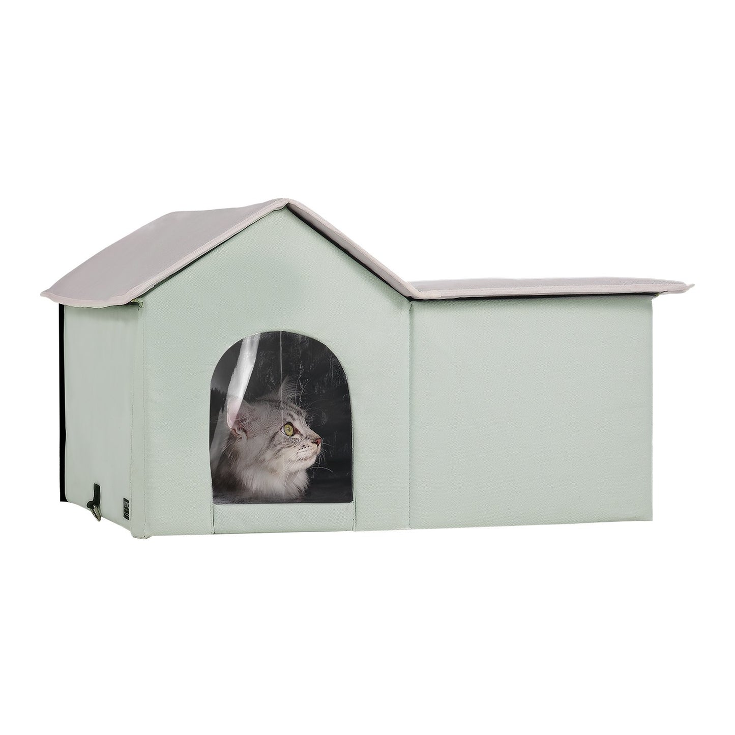 Heated Cat House hopfällbart Kitty Shelter with Heated Pad Green Large