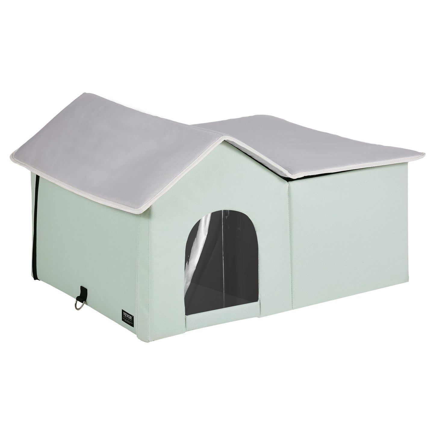 Heated Cat House hopfällbart Kitty Shelter with Heated Pad Green Large