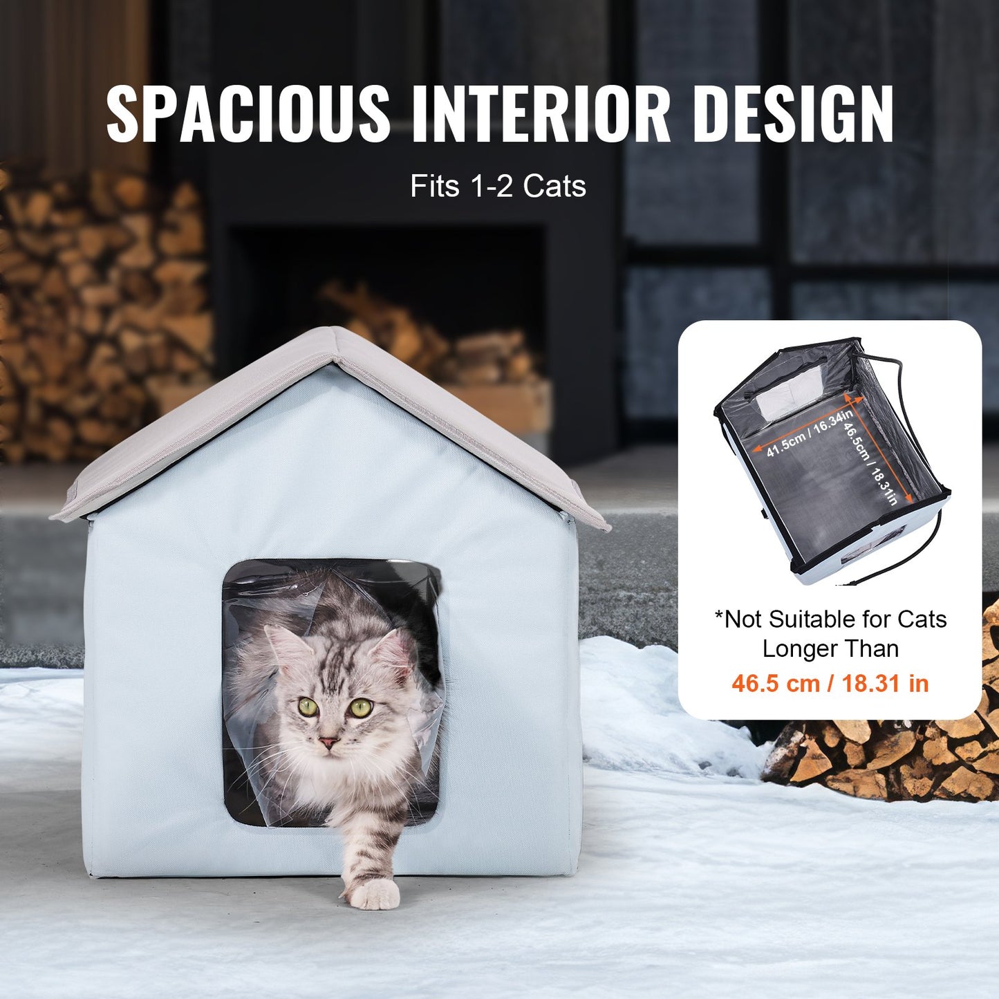 Heated Cat House hopfällbart Kitty Shelter with Heated Pad Blue Small