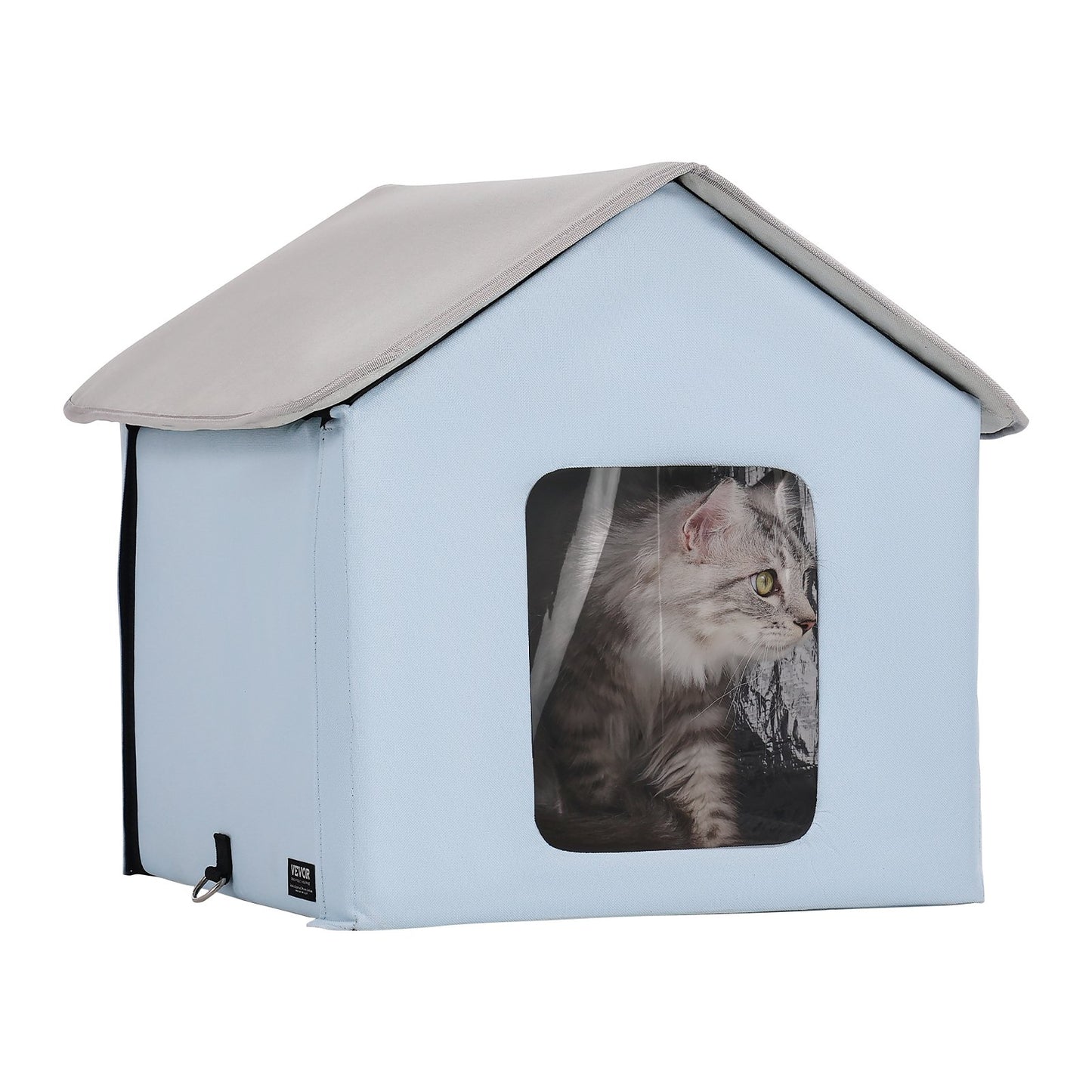 Heated Cat House hopfällbart Kitty Shelter with Heated Pad Blue Small