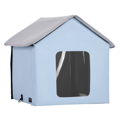 Heated Cat House hopfällbart Kitty Shelter with Heated Pad Blue Small