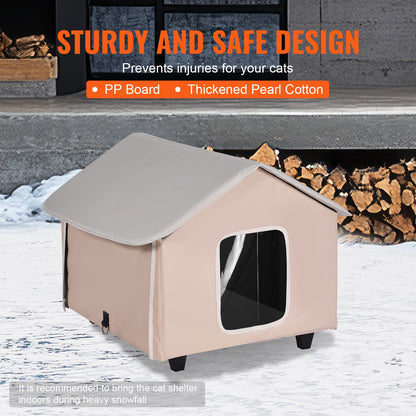 Uppvärmd Katthus Kitty Shelter med Uppvärmd Pad Brun Mitten