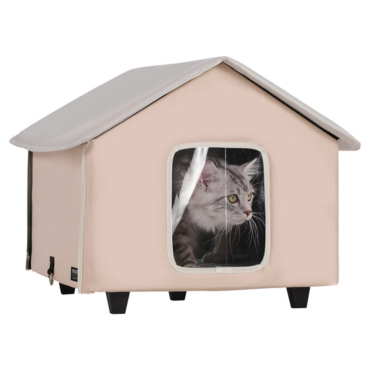 Uppvärmd Katthus Kitty Shelter med Uppvärmd Pad Brun Mitten