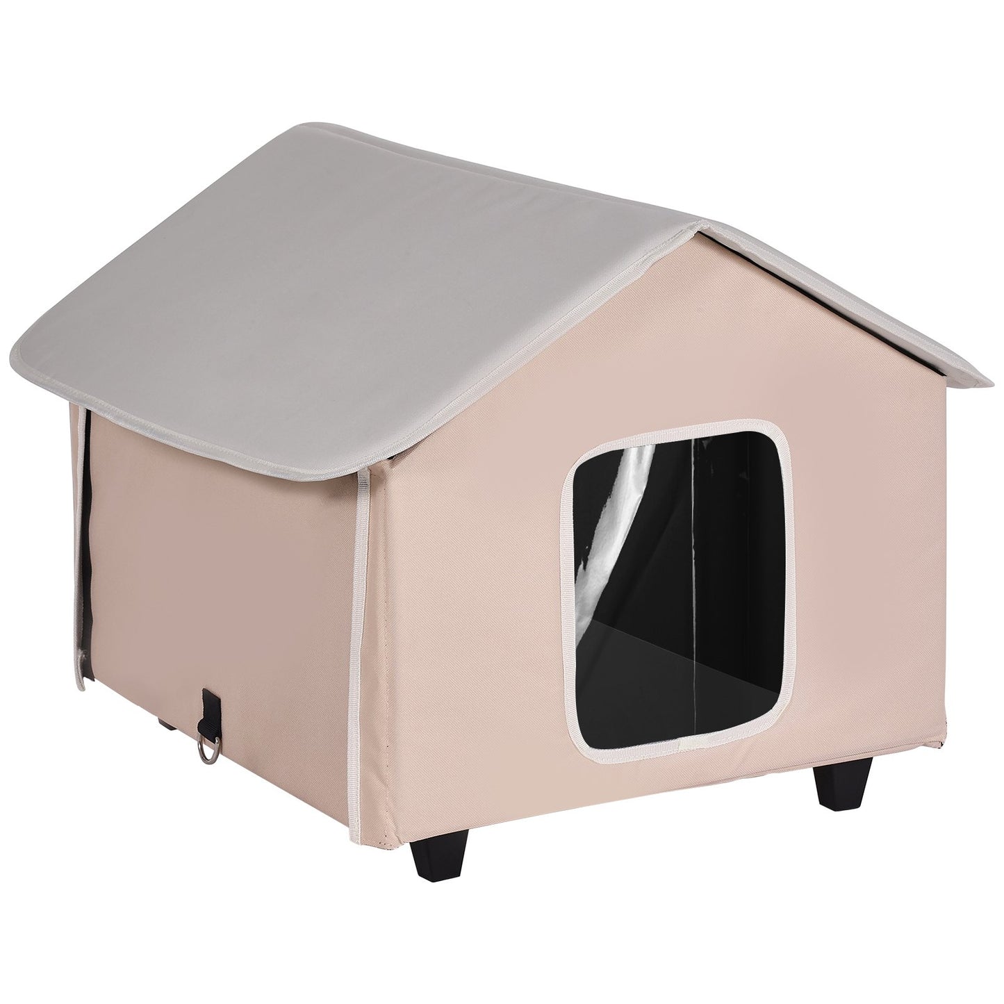 Uppvärmd Katthus Kitty Shelter med Uppvärmd Pad Brun Mitten