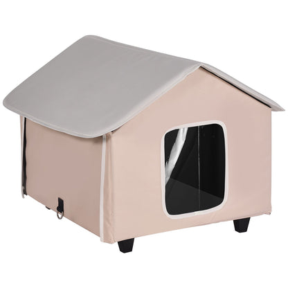 Uppvärmd Katthus Kitty Shelter med Uppvärmd Pad Brun Mitten