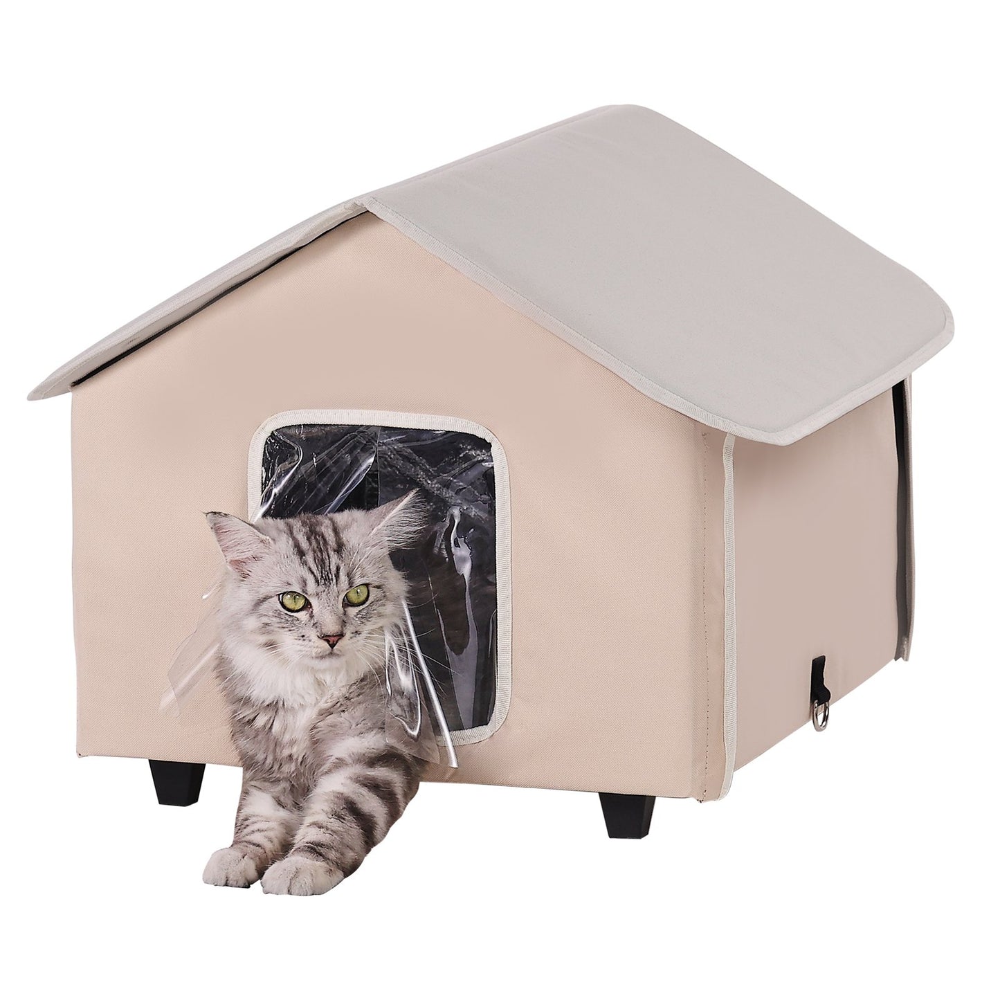 Uppvärmd Katthus Kitty Shelter med Uppvärmd Pad Brun Mitten