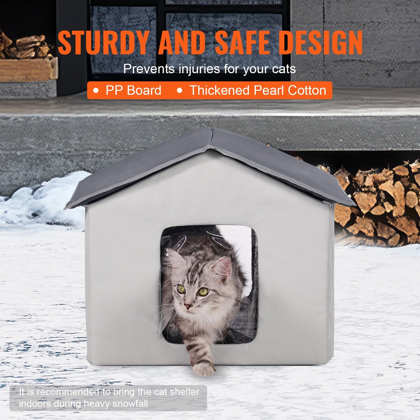 Heated Cat House hopfällbart Kitty Shelter med Uppvärmd Pad Grå Mitt