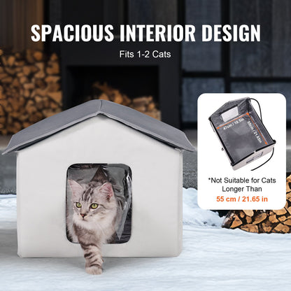 Heated Cat House hopfällbart Kitty Shelter med Uppvärmd Pad Grå Mitt