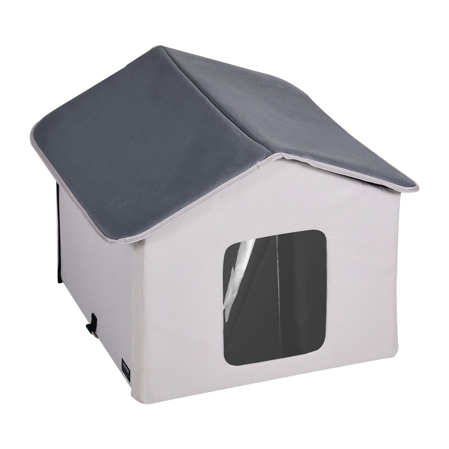Heated Cat House hopfällbart Kitty Shelter med Uppvärmd Pad Grå Mitt