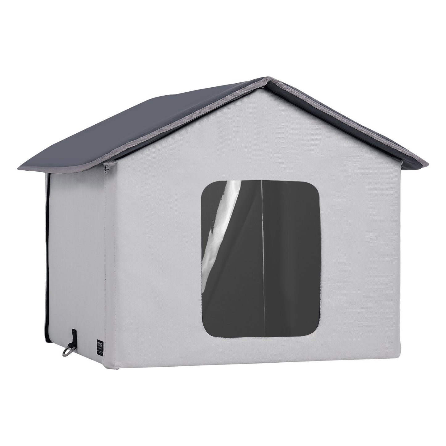 Heated Cat House hopfällbart Kitty Shelter med Uppvärmd Pad Grå Mitt