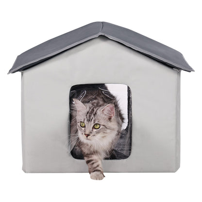 Heated Cat House hopfällbart Kitty Shelter med Uppvärmd Pad Grå Mitt