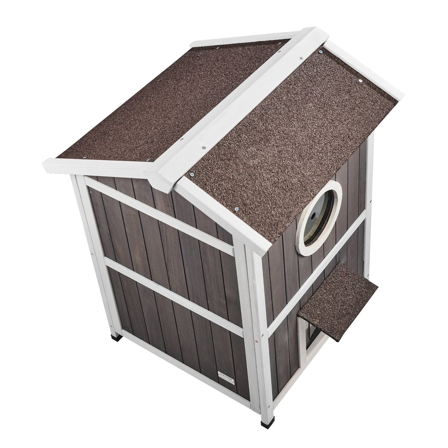 Outdoor Cat House 2-våningars vilda katthem i trä med tak- och dörrklaffar